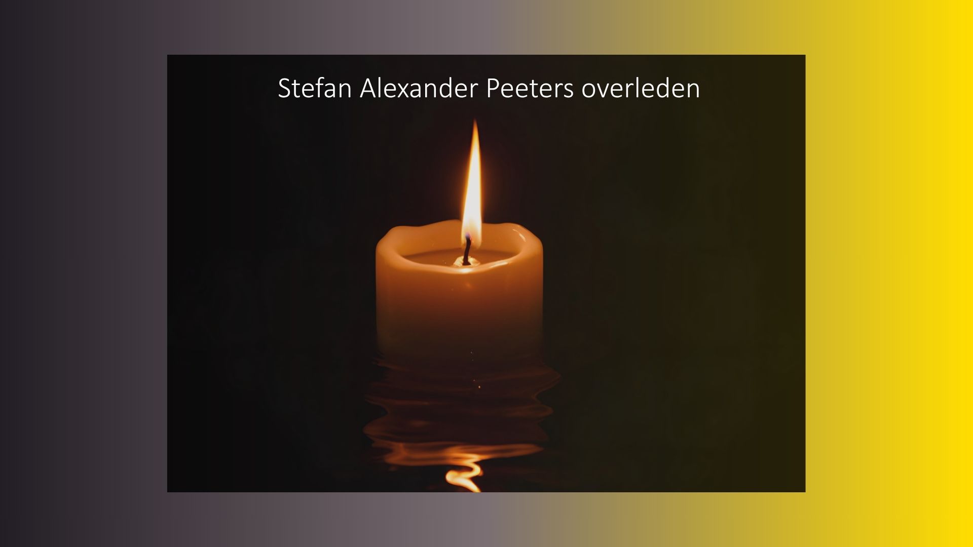 In memoriam: Stefan Alexander Peeters
