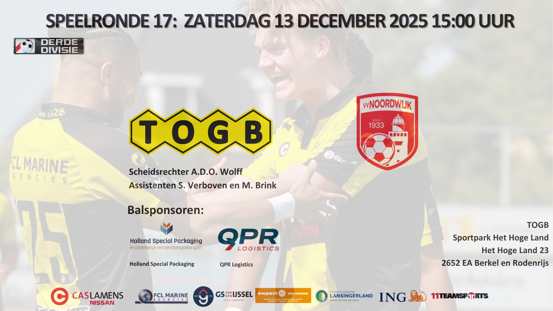 Voorbeschouwing laatste wedstijd voor de winterstop: TOGB - Noordwijk