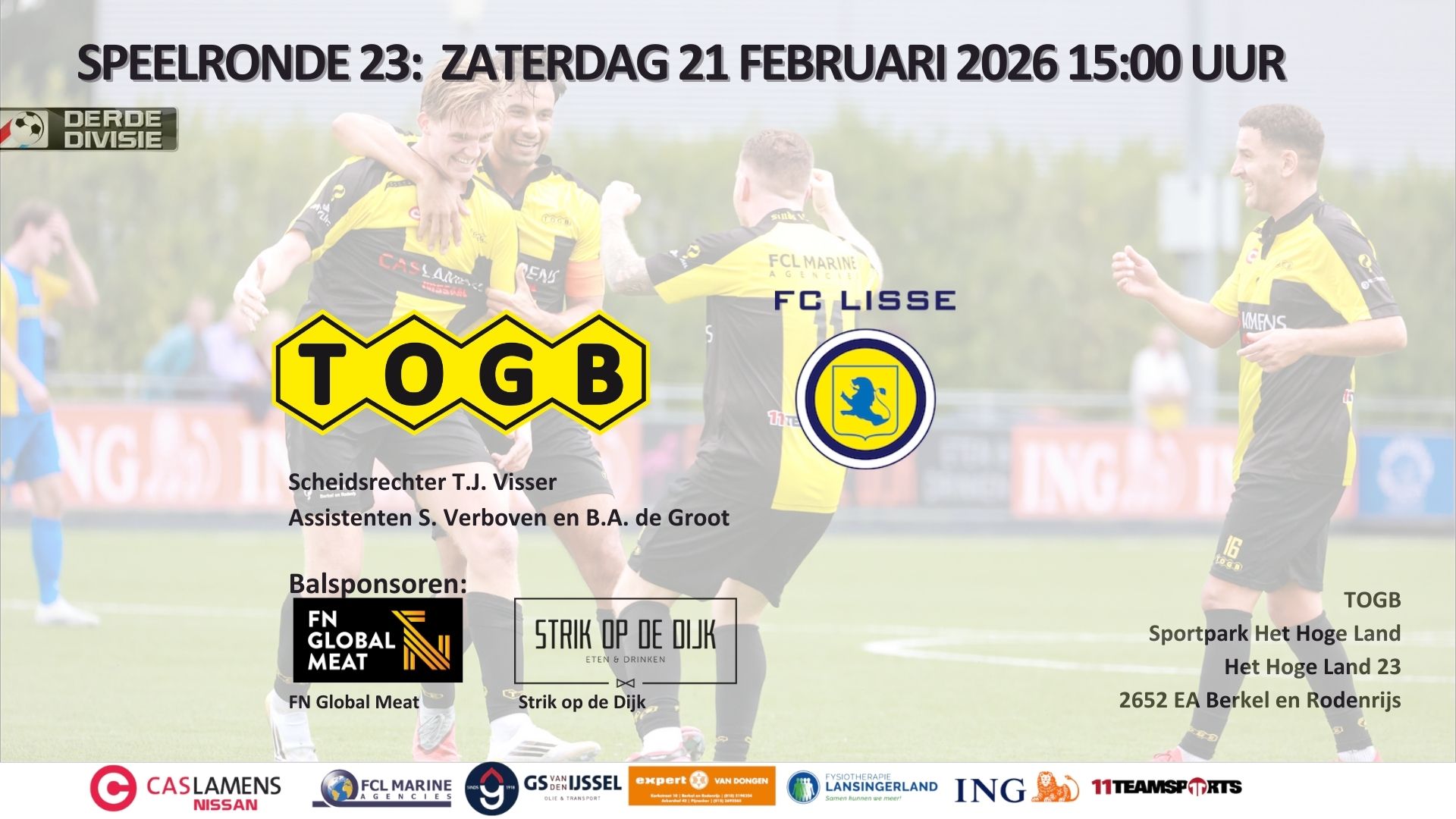 Voorbeschouwing: TOGB – FC Lisse | Derde Divisie B speelronde 23