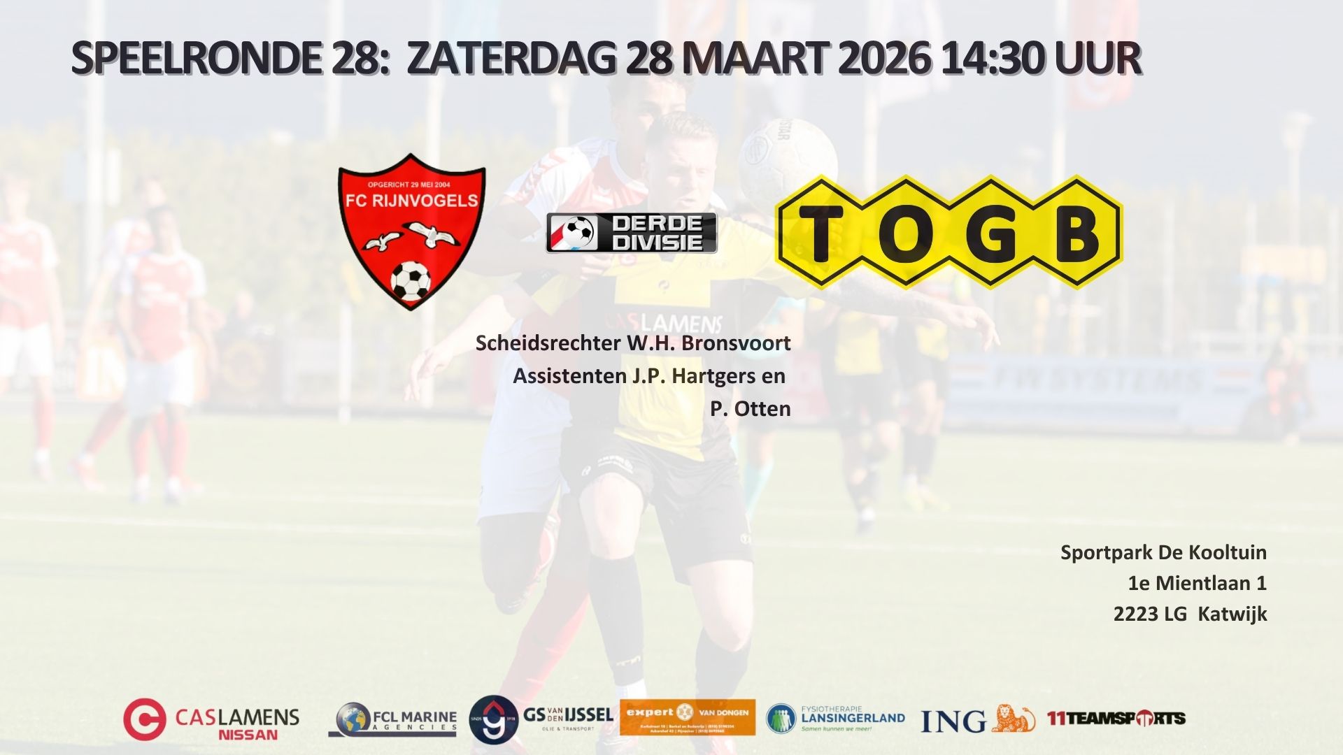 Voorbeschouwing speelronde 28 Derde Divisie Fc Rijnvogels - TOGB