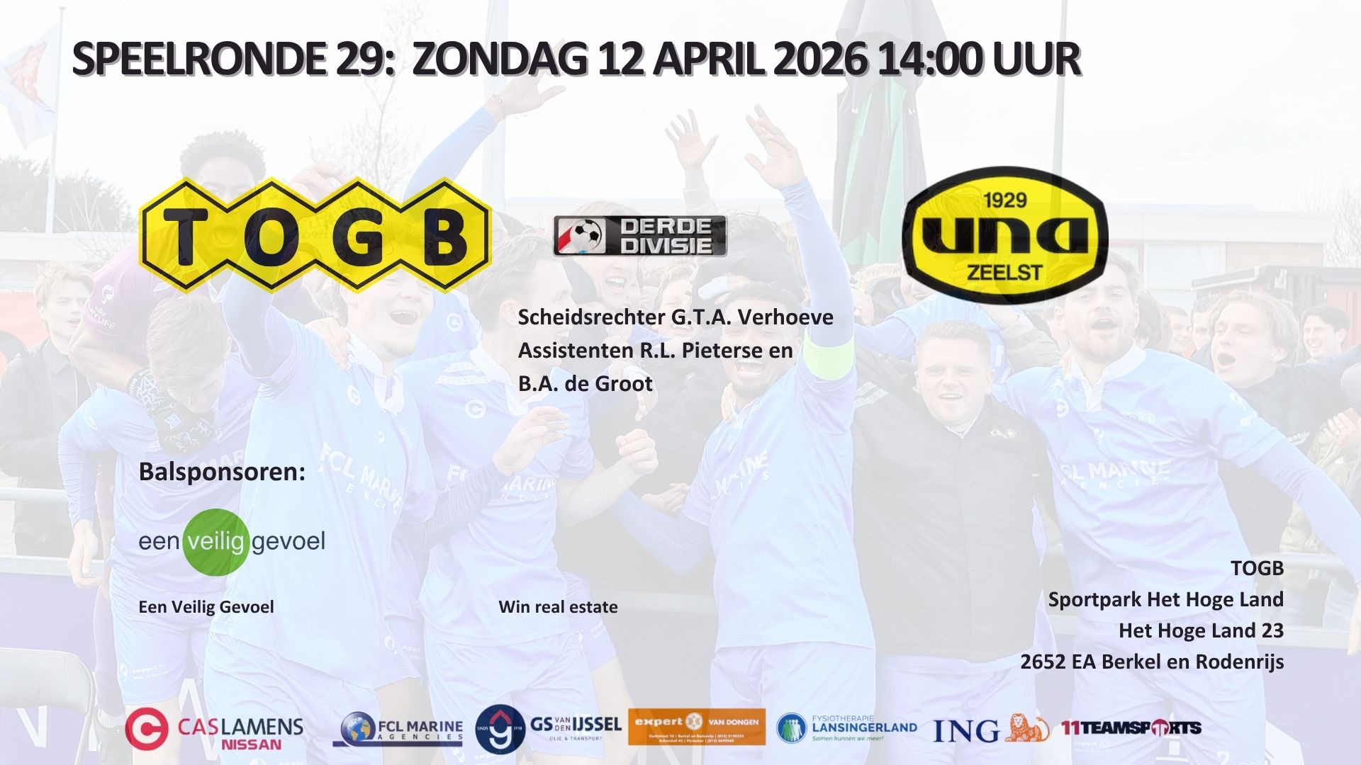 Voorbeschouwing Derde Divisie B speelronde 29: TOGB – UNA