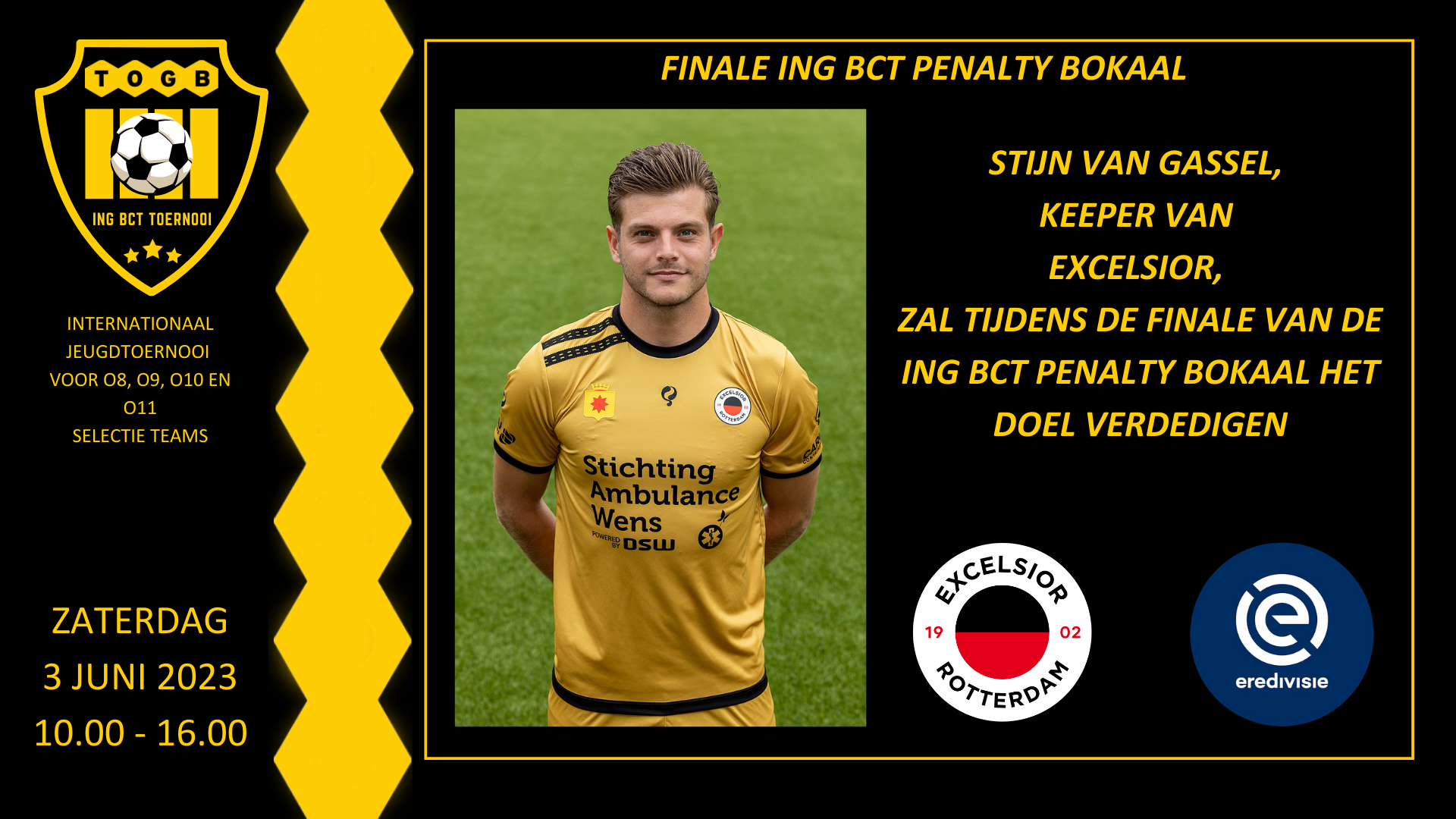 Stijn van Gassel (Excelsior) keept finale ING BCT Penalty bokaal